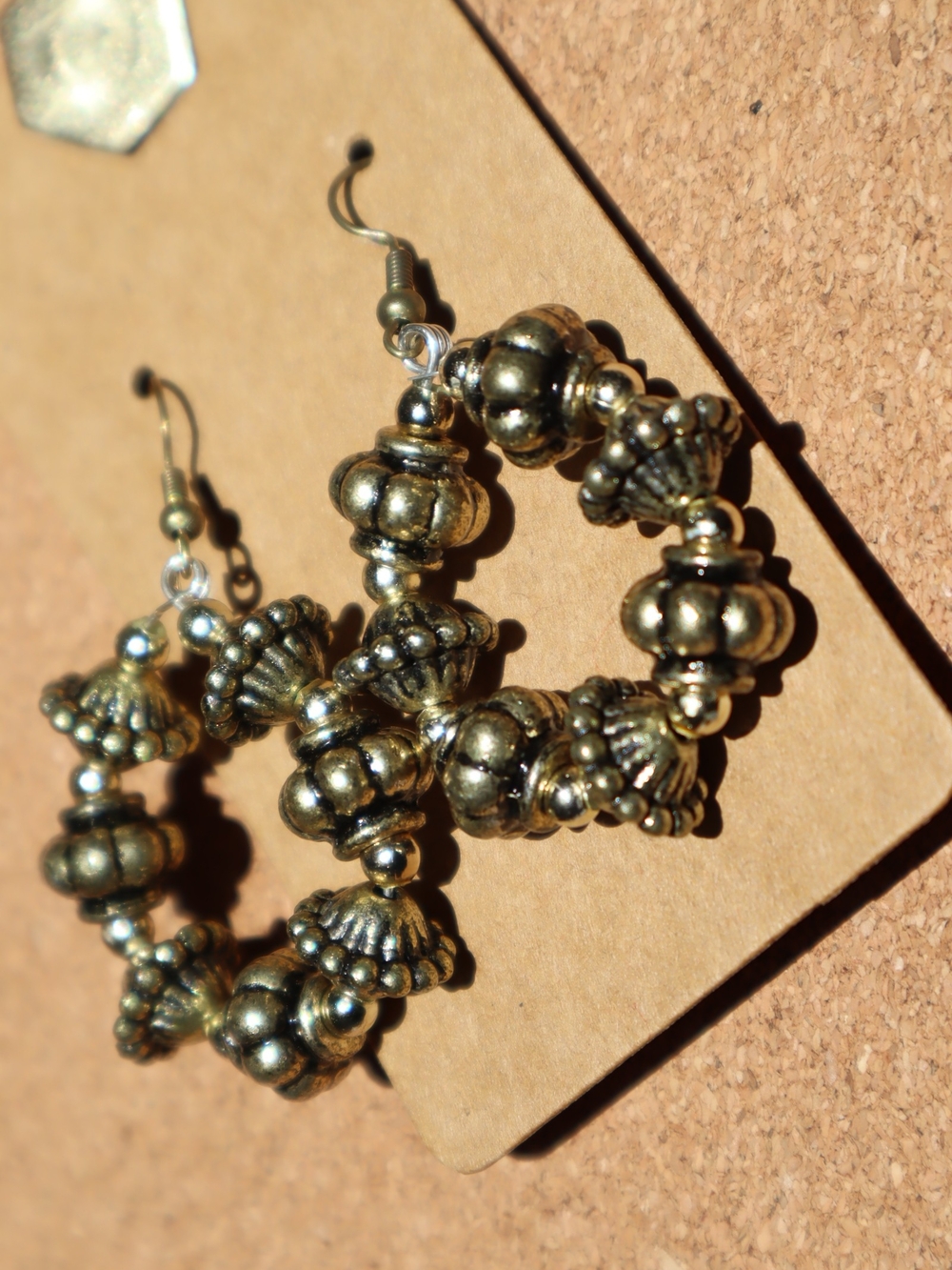 Handmadw Gold Beaded Hoop Earrings - Women Jewelry